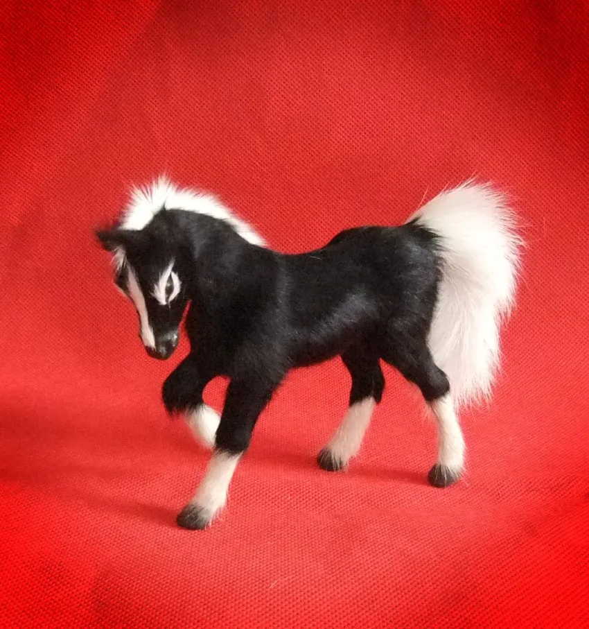 

cute small black simulation horse toy lifelike horse doll gift about 11x4x10cm