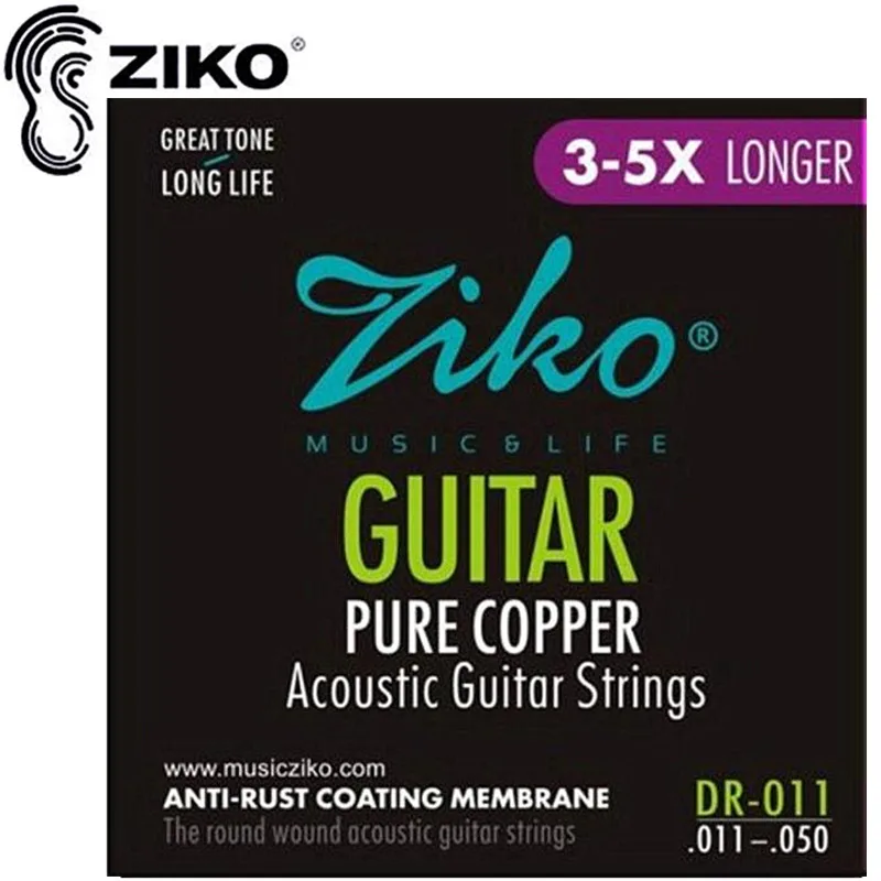 Струны для акустической гитары ZIKO 011 050 DR антикоррозийные струны из чистой меди