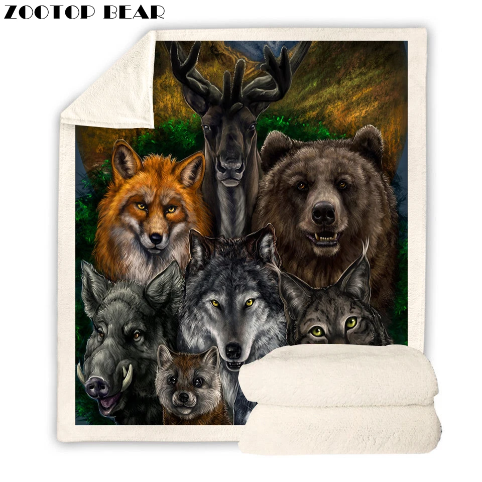 Одеяло ZOOTOP BEAR с мульти-животным принтом, шерпа, 3D, лиса, медведь, волк, олень, бархатное искусственное одеяло 150x200 см
Одеяло ZOOTOP BEAR с мульти-животным принтом, шерпа, 3D, лиса, медведь, волк, олень, бархатное искусственное одеяло 150x200 см