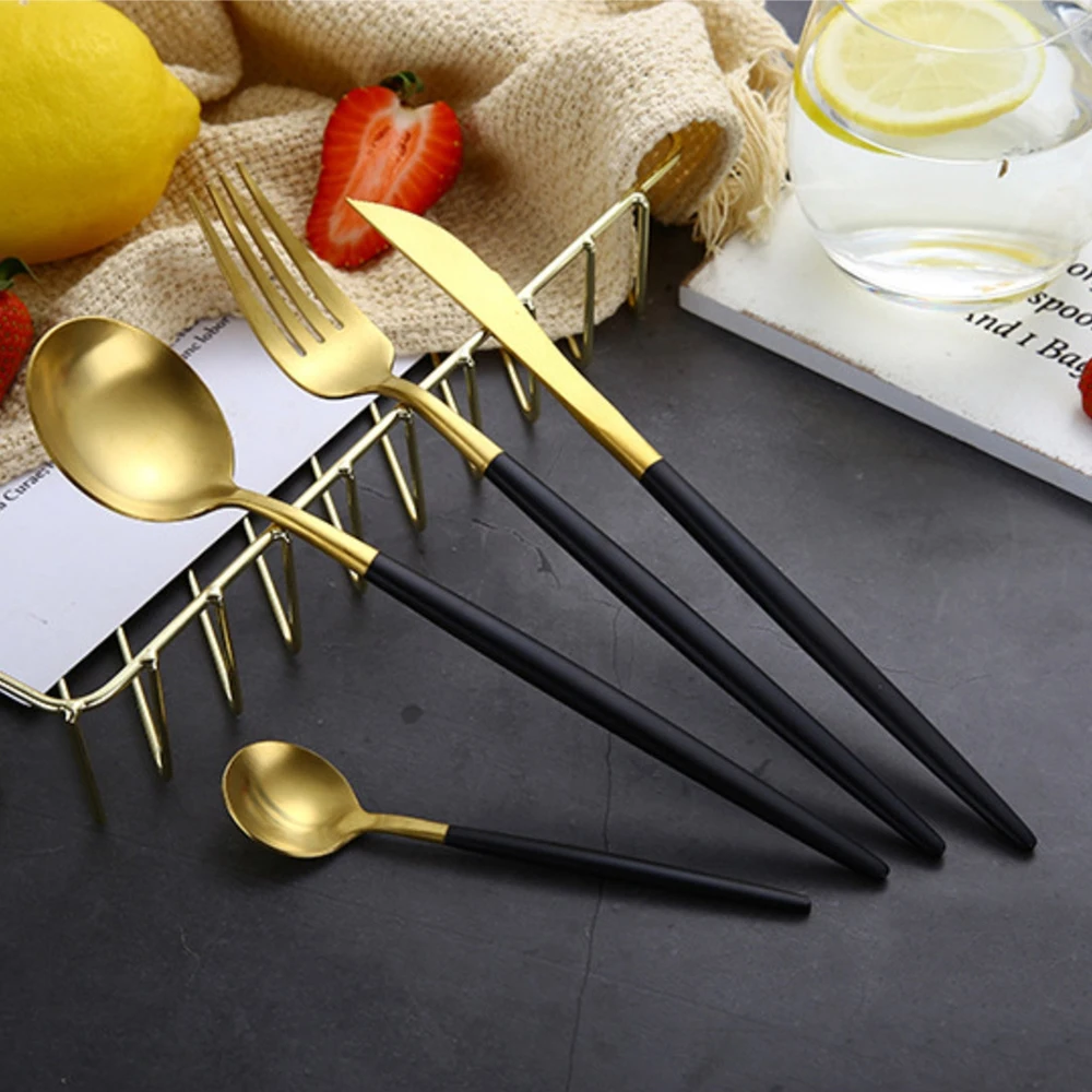 Best Hot Sale 4 Pcs/set Black Gold Dinnerware Set 304 Stainless Steel Western Cutlery Set Kitchen Food Tableware Dinner Set
Best Hot Sale 4 Pcs/set Black Gold Dinnerware Set 304 Stainless Steel Western Cutlery Set Kitchen Food Tableware Dinner Set