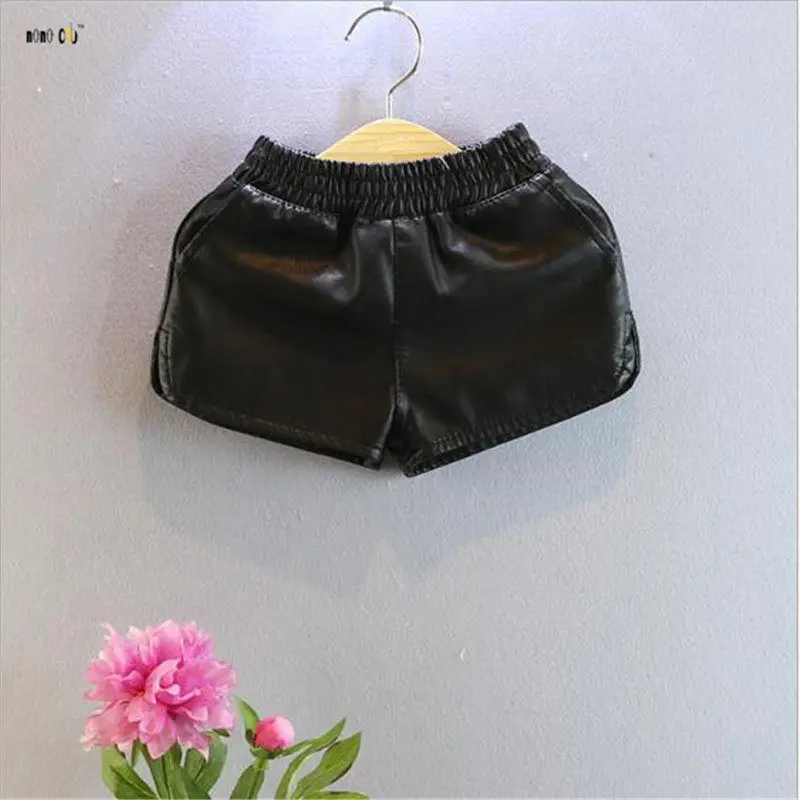 Шорты из искусственной кожи для девочек Lederhosen сезон весна-лето крутые черные