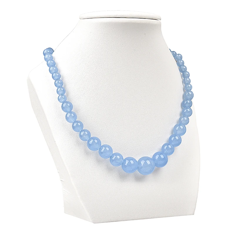 

Liked the sea Pure Blue and Round Natural Aquamarine Jasper Necklace 18inch 6-14mm Size For jewelry accessories H116