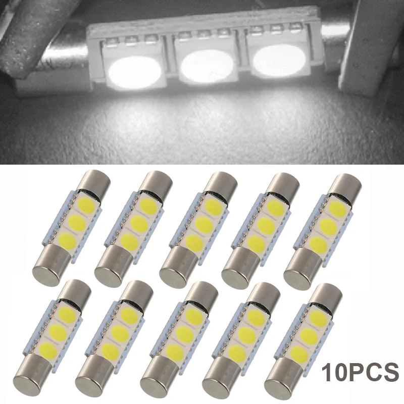 Mayitr 10 шт. 29 мм 3 SMD СВЕТОДИОДНЫЙ автомобильный предохранитель гирлянда 5050