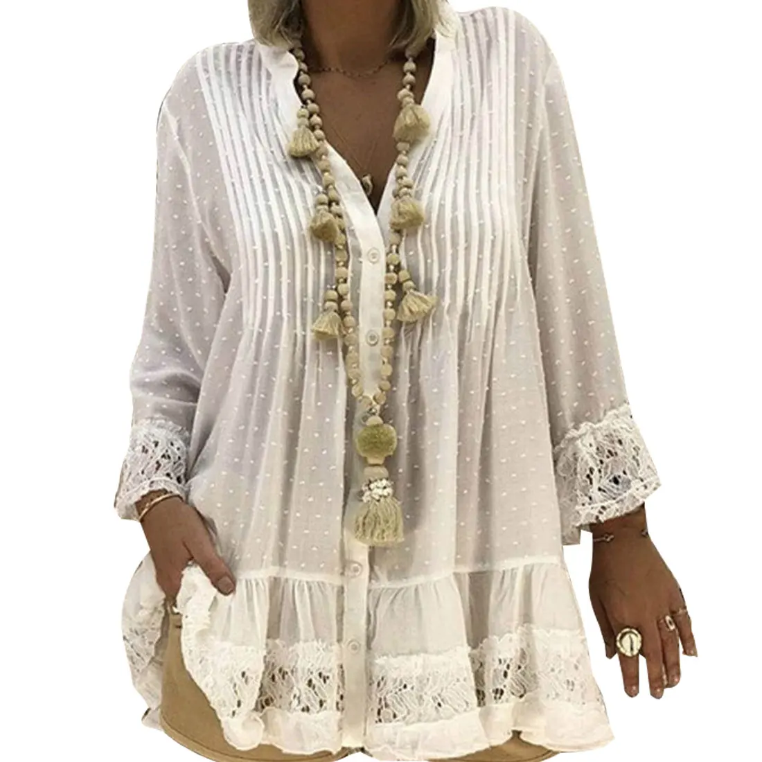 2019 Large Size Lace Chiffon Loose Blouse Tops Boho Long Sleeve V-Neck Shirt Female Plus Size 4xl 5xl
2019 Large Size Lace Chiffon Loose Blouse Tops Boho Long Sleeve V-Neck Shirt Female Plus Size 4xl 5xl