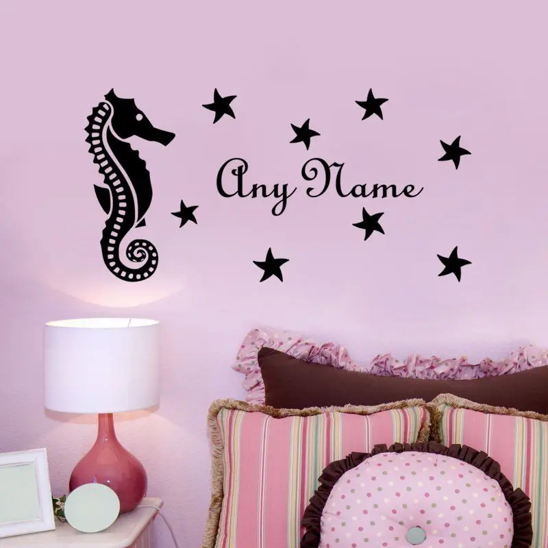 DIY Seahorse With Star Personalized Name Vinyl Home Sticker Customized Name Decal For Kids Nursery Room Wall Sticker M-142
DIY Seahorse With Star Personalized Name Vinyl Home Sticker Customized Name Decal For Kids Nursery Room Wall Sticker M-142