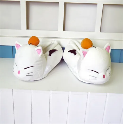 Final Fantasy 14 MOOGLE Обувь для косплея Милые пушистые Тапочки|final fantasy shoes|slippers fluffyslippers cute