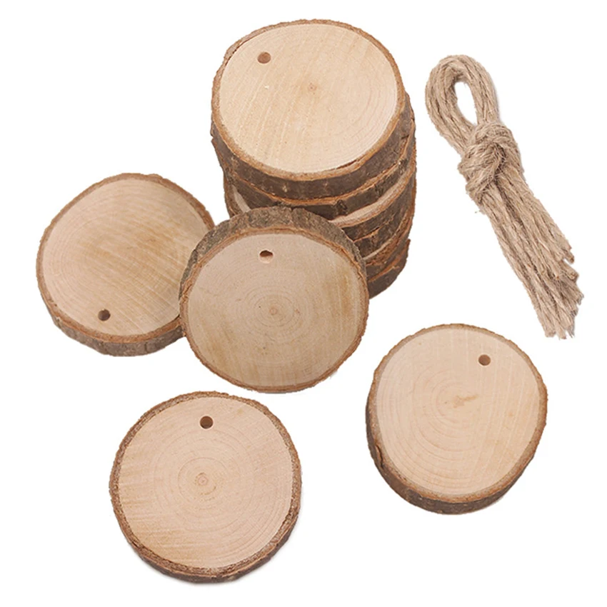 30pcs/lot Lovely DIY Craft Unfinished Predrilled Wood Slices Round Log Discs With Hemp Rope Wooden Pieces For Wedding Party
30pcs/lot Lovely DIY Craft Unfinished Predrilled Wood Slices Round Log Discs With Hemp Rope Wooden Pieces For Wedding Party