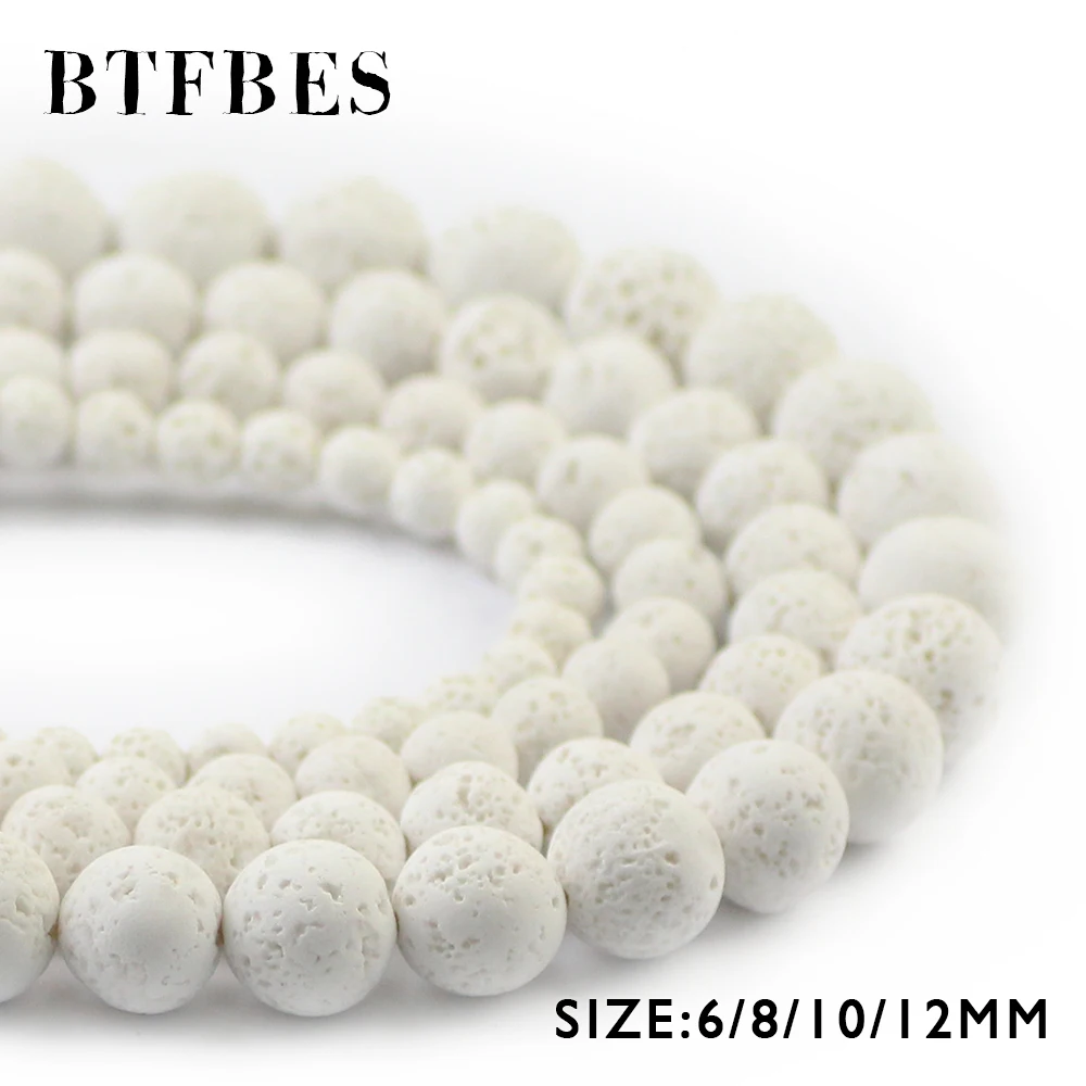 BTFBES White Lava Beads Volcanic Rock Hight Quality Natural Stone 6 8 10 12mm White Color Beads For Jewelry Making Bracelet DIY
BTFBES White Lava Beads Volcanic Rock Hight Quality Natural Stone 6 8 10 12mm White Color Beads For Jewelry Making Bracelet DIY