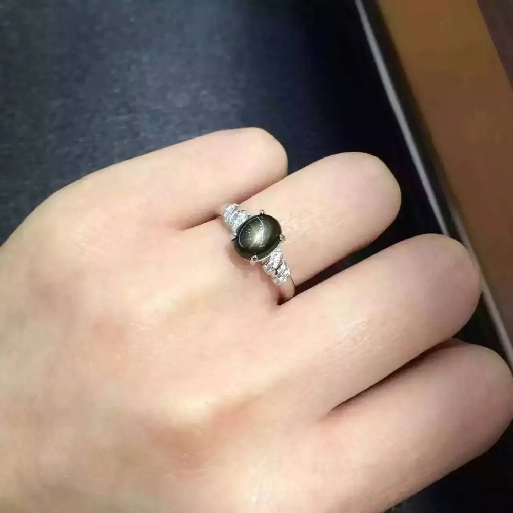 Natural dark Star black sapphire gem Ring Natural gemstone Ring 925 sterling silver trendy elegant round women Office Jewelry
Natural dark Star black sapphire gem Ring Natural gemstone Ring 925 sterling silver trendy elegant round women Office Jewelry