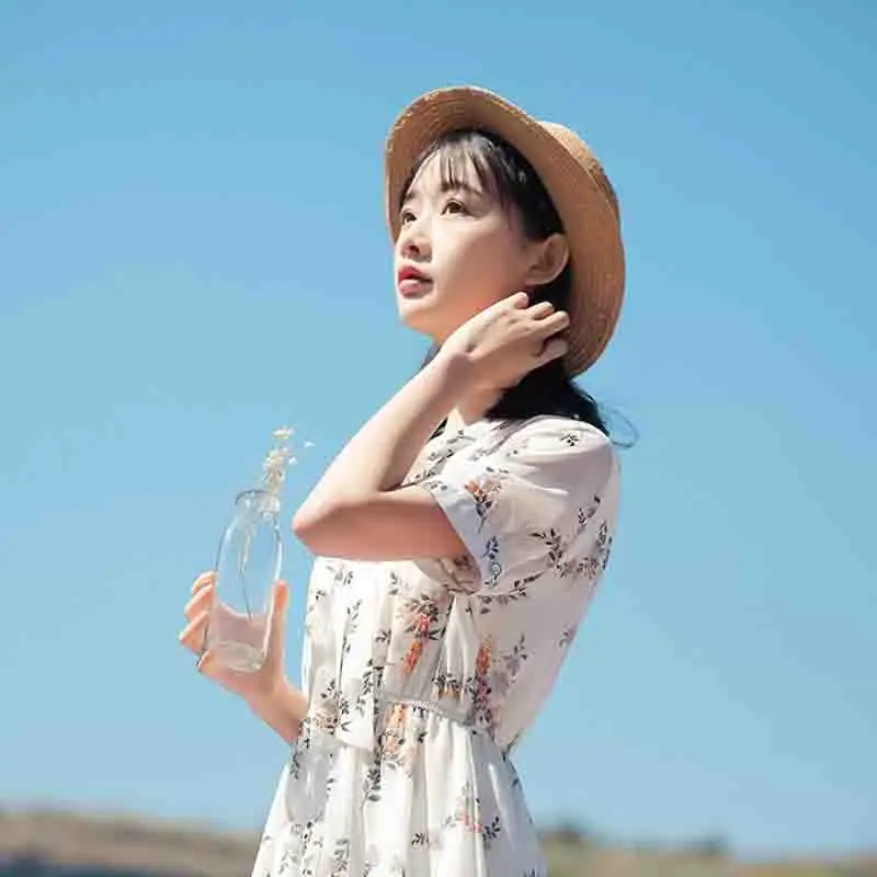 2019 Summer Dress Chiffon Sweet Women O Neck Short sleeve Floral Dress Elastic Waist Casual Knee-length Dress Vestidos Mujer
2019 Summer Dress Chiffon Sweet Women O Neck Short sleeve Floral Dress Elastic Waist Casual Knee-length Dress Vestidos Mujer