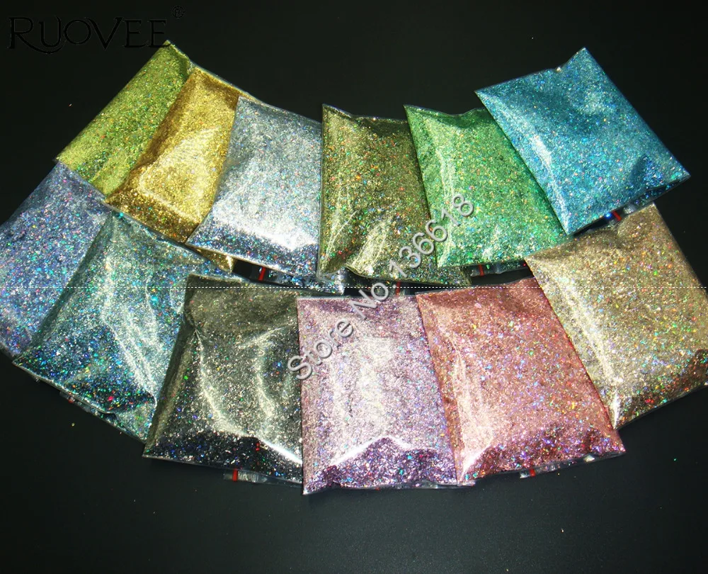 Holographic Laser 12 Color Solvent Resistant Glitter Mylar Shard For Nail Polish Art Eye Shadow Makeup DIY Craft Decoration
Holographic Laser 12 Color Solvent Resistant Glitter Mylar Shard For Nail Polish Art Eye Shadow Makeup DIY Craft Decoration