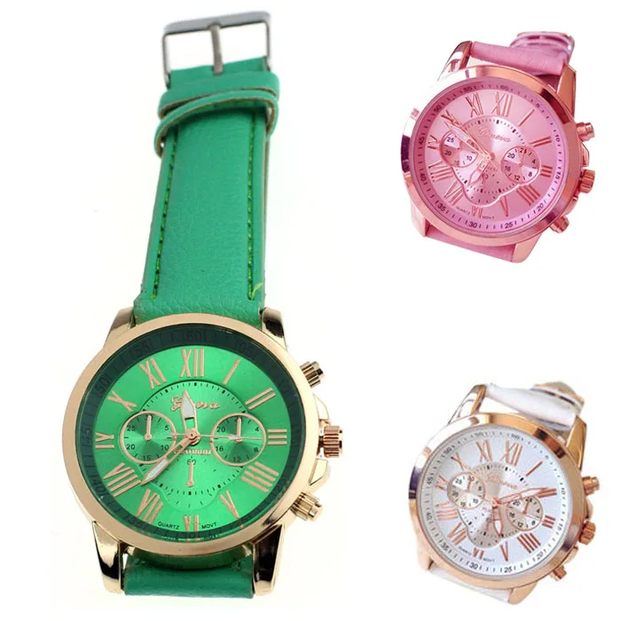 Женские часы Reloj Mujer 2018 Женева римские цифры искусственная кожа аналоговые