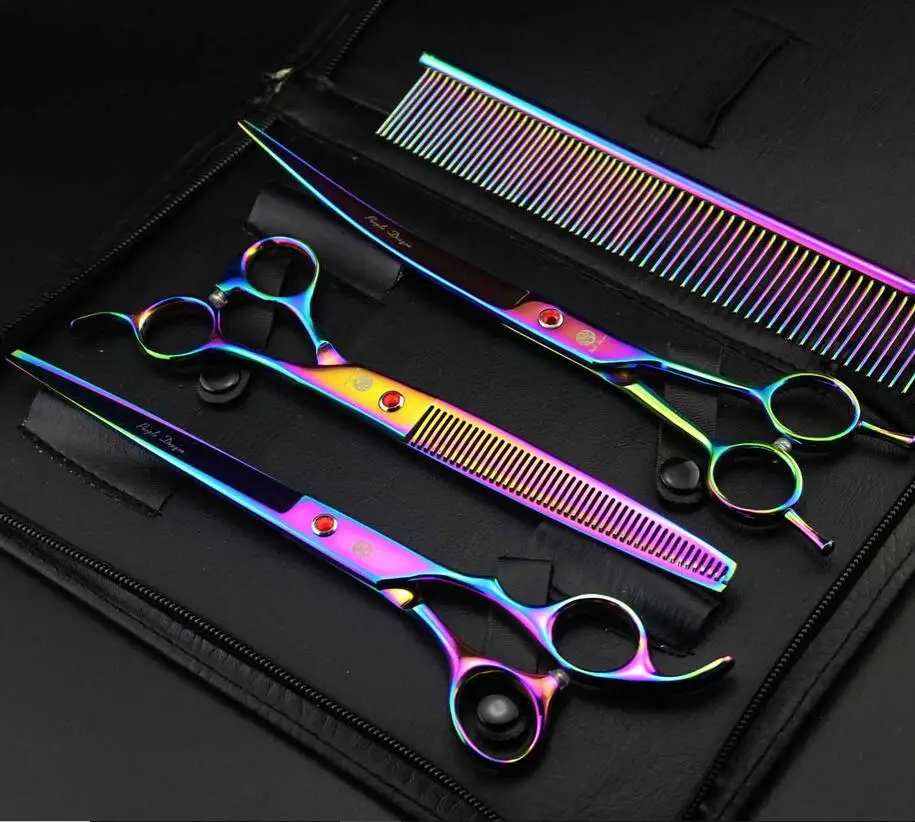 New Pet Grooming Scissors Set 8 Inch Professional Japan Dog Shears Hair Cutting Thinning Curved Scissors Colorful
New Pet Grooming Scissors Set 8 Inch Professional Japan Dog Shears Hair Cutting Thinning Curved Scissors Colorful