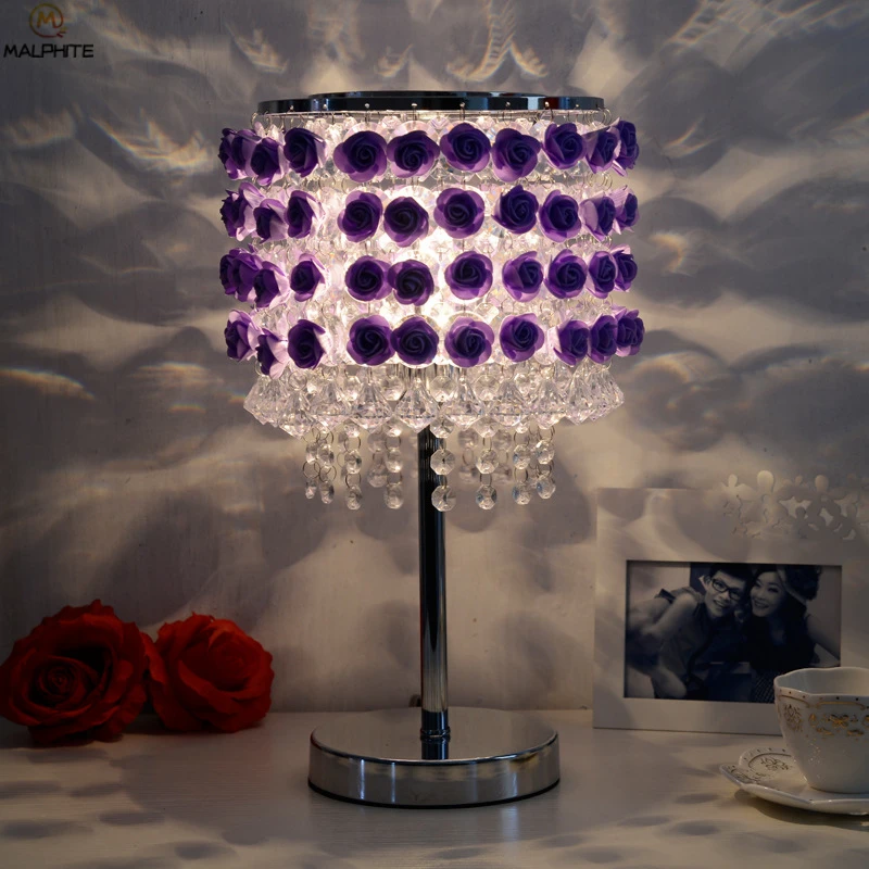Modern hanging Crystal table lamp purple rose adjustable wedding lamps table for bedroom wedding deco lighting Luminaria 
Modern hanging Crystal table lamp purple rose adjustable wedding lamps table for bedroom wedding deco lighting Luminaria