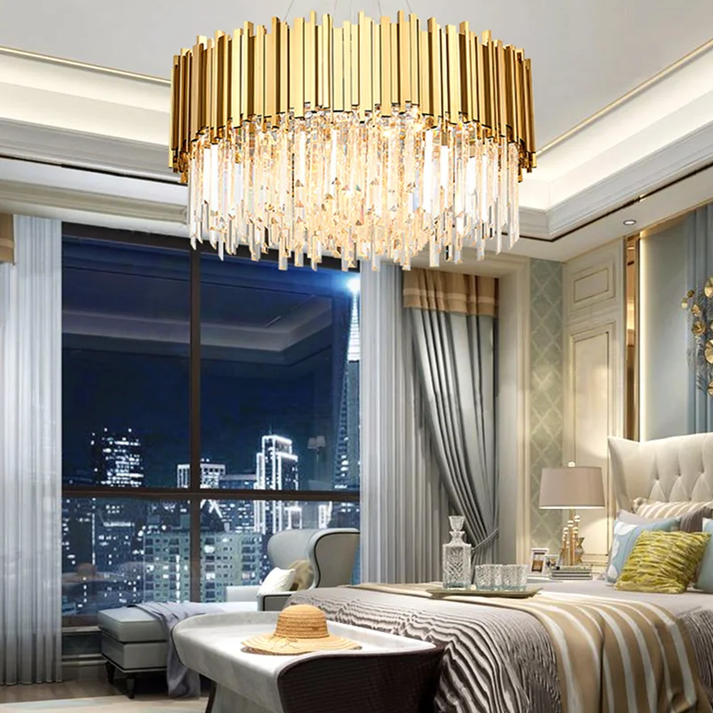 wongshi Modern Gold Luxury K9 Crystal Bar Stainless Steel Pendant Light Designer Sample Room Villa Metal Crystal Light
wongshi Modern Gold Luxury K9 Crystal Bar Stainless Steel Pendant Light Designer Sample Room Villa Metal Crystal Light