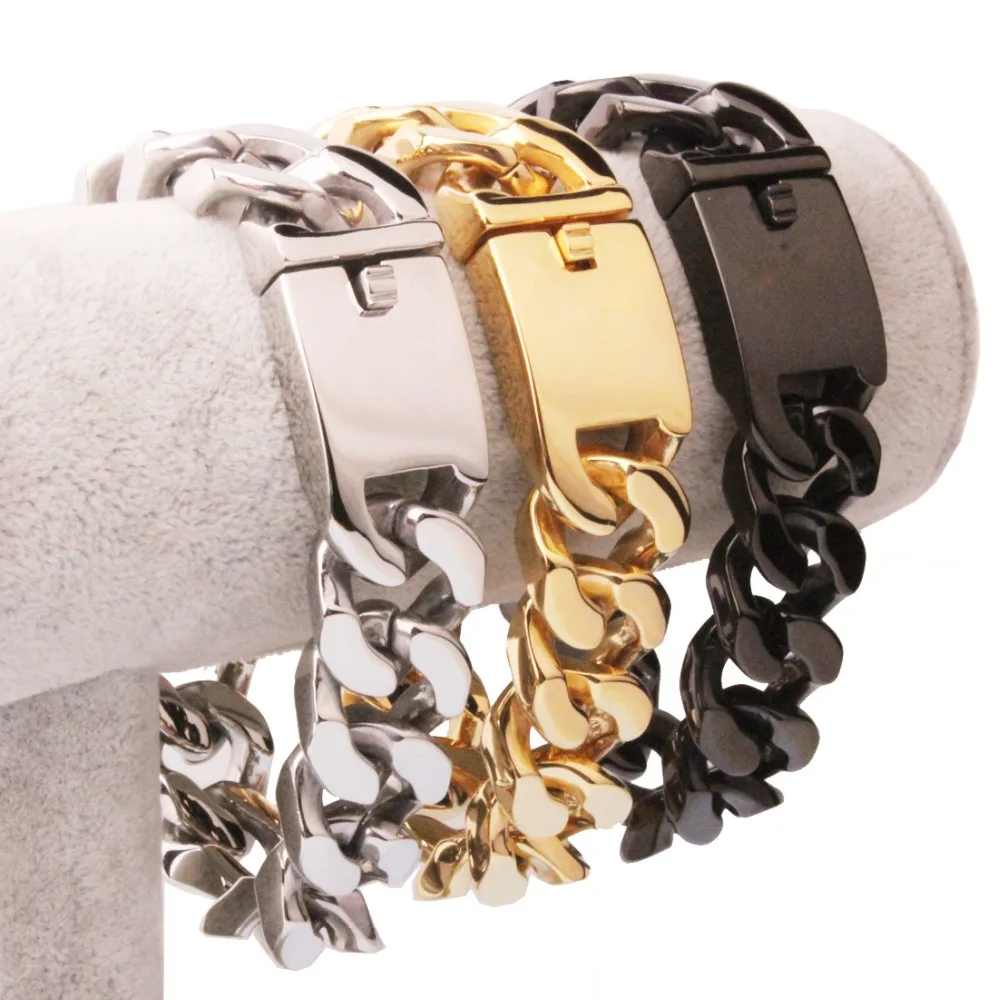 316L Heavy Hot Sale Stainless Steel Gold/Silver Color/Black Curb Cuban Chain Bracelet Bracelet Fashion Mens Womens Daily Jewelry
316L Heavy Hot Sale Stainless Steel Gold/Silver Color/Black Curb Cuban Chain Bracelet Bracelet Fashion Mens Womens Daily Jewelry
