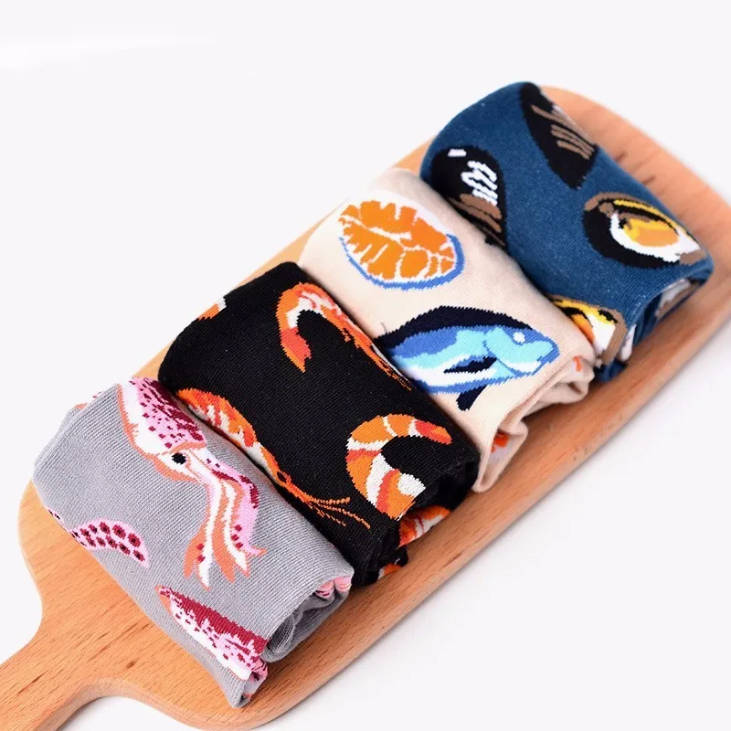 PEONFLY happy funny men Seafood Jacquard Weave Four Seasons Full Cotton Lovers Socks 5pairs/lot
PEONFLY happy funny men Seafood Jacquard Weave Four Seasons Full Cotton Lovers Socks 5pairs/lot