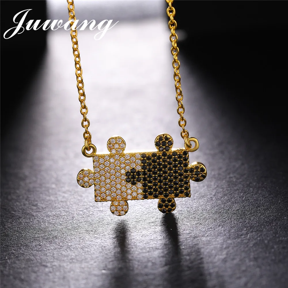 JUWANG Wholesale Geometry Two Black&White Jigsaw Puzzle Necklaces & Pendants AAA Clear Cubic Zirconia Friendship Jewelry Gift
JUWANG Wholesale Geometry Two Black&White Jigsaw Puzzle Necklaces & Pendants AAA Clear Cubic Zirconia Friendship Jewelry Gift