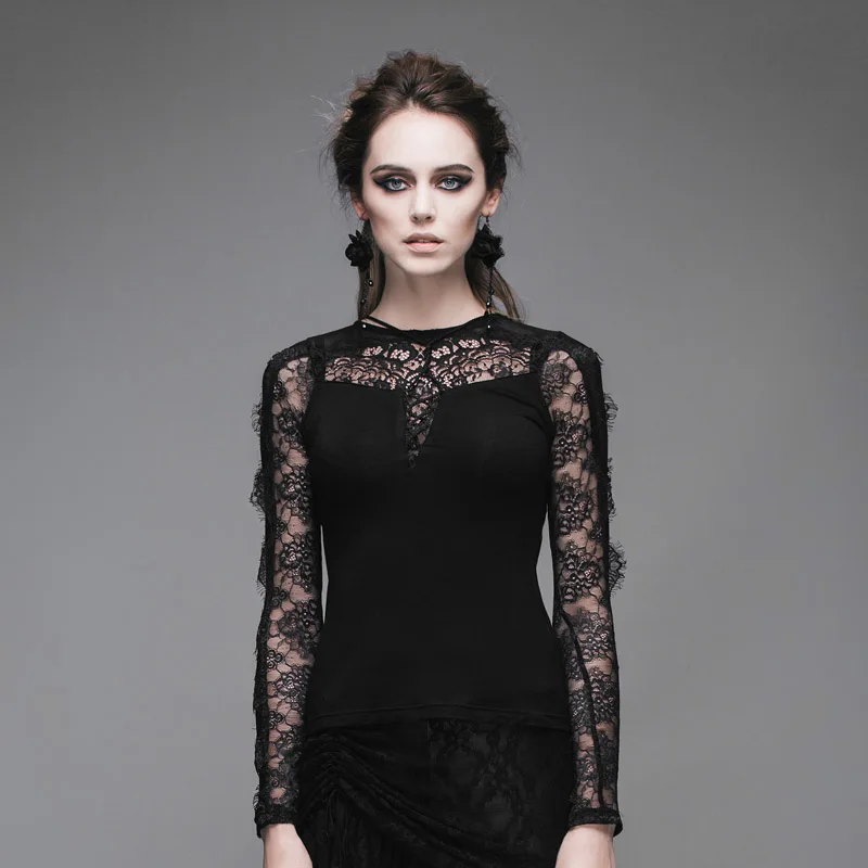 Devil Fashion Gothic Women's T-shirts Black Roses Lace O-neck T-shirts See Through Sexy Lady Tees Tops
Devil Fashion Gothic Women's T-shirts Black Roses Lace O-neck T-shirts See Through Sexy Lady Tees Tops