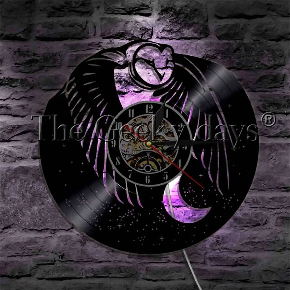 Moon And Owl Vinyl Record Wall Clock With LED illumination Bedroom Night Light Flying Bird Animal Designed Lamp
Moon And Owl Vinyl Record Wall Clock With LED illumination Bedroom Night Light Flying Bird Animal Designed Lamp
