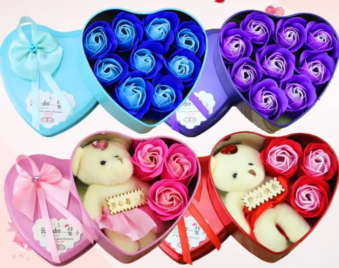 Romantic Rose Soap Flower Bear Doll 3 Rose 1 Bear & 9 Rose Heart Box Valentine Day Gifts Wedding Gift birthday SN1067
Romantic Rose Soap Flower Bear Doll 3 Rose 1 Bear & 9 Rose Heart Box Valentine Day Gifts Wedding Gift birthday SN1067
