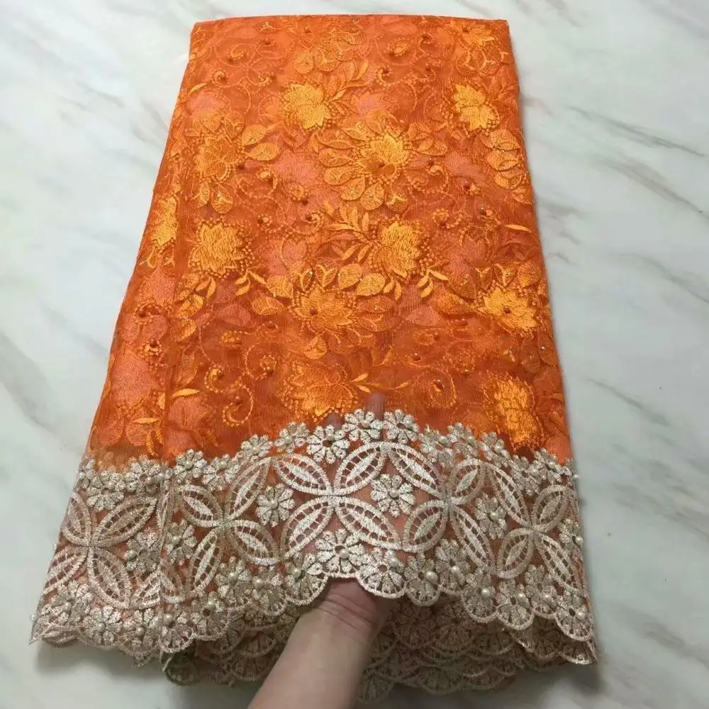 Красный 2019 последние французские нигерийские кружевные ткани высокого качества