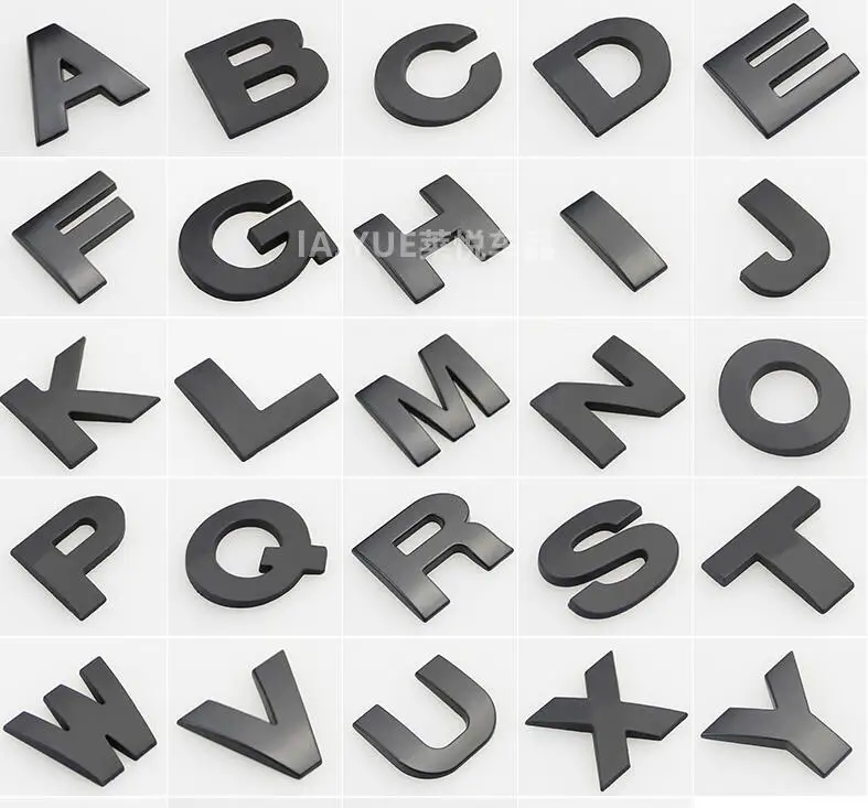 BLACK height 2.6CM Letter alphabet car emblem Letters A B C D E F G H I J K L M N O P Q R S T for modify decoration
BLACK height 2.6CM Letter alphabet car emblem Letters A B C D E F G H I J K L M N O P Q R S T for modify decoration