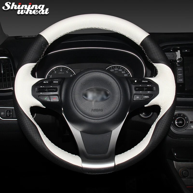 Hand Sew Black Genuine White Leather Car Steering Wheel Cover for Kia K5 Optima 2014 2015
Hand Sew Black Genuine White Leather Car Steering Wheel Cover for Kia K5 Optima 2014 2015