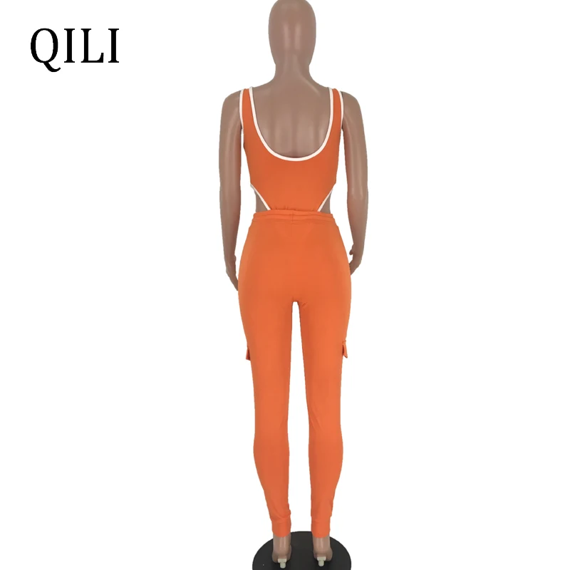 QILI Women Two Piece Set Bodysuits+Pants Jumpsuits Sexy Sleeveless Bow Pockets Design Beach Style Outfits Neon-green Orange
QILI Women Two Piece Set Bodysuits+Pants Jumpsuits Sexy Sleeveless Bow Pockets Design Beach Style Outfits Neon-green Orange
