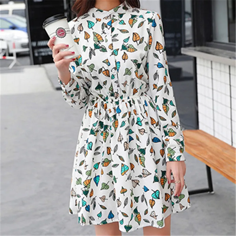 2019 Brand New Spring Vintage Elastic Waist Dresses Chiffon O-neck Long-Sleeved Floral Dress Female Vestidos RE2190
2019 Brand New Spring Vintage Elastic Waist Dresses Chiffon O-neck Long-Sleeved Floral Dress Female Vestidos RE2190