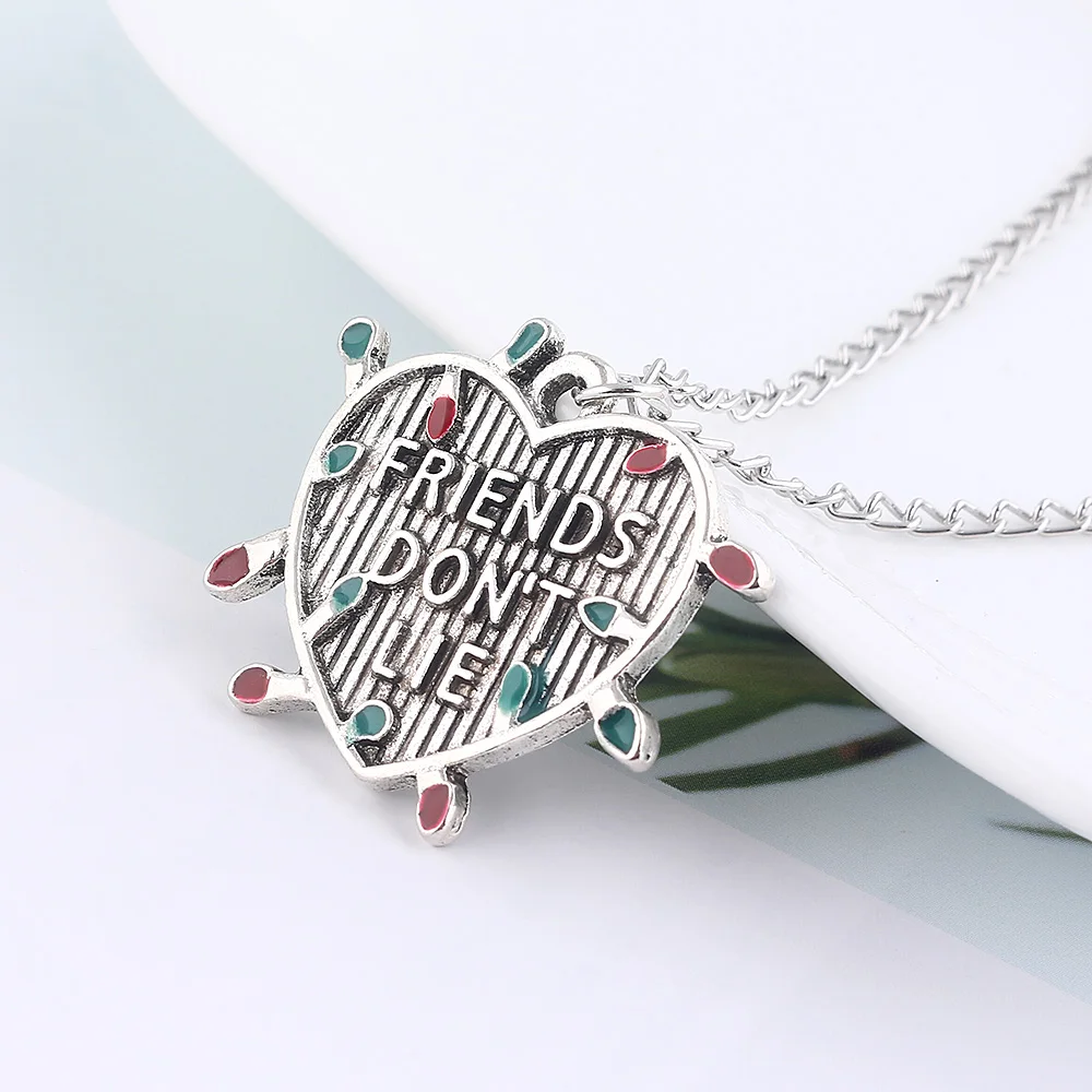 Stranger Things "Friends Don't Lie" Choker Necklace Light Bulb Letter Heart Pendant Necklace for Best Friend Gift Jewelry
Stranger Things "Friends Don't Lie" Choker Necklace Light Bulb Letter Heart Pendant Necklace for Best Friend Gift Jewelry
