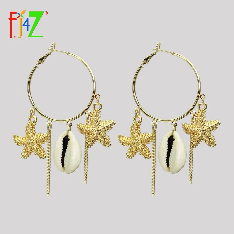 F.J4Z Hot Seafish Seashell Charms Earrings for Women Tassel Round Hoop Earrings Party Summer Beach Earrings Minimalist Jewelry
F.J4Z Hot Seafish Seashell Charms Earrings for Women Tassel Round Hoop Earrings Party Summer Beach Earrings Minimalist Jewelry