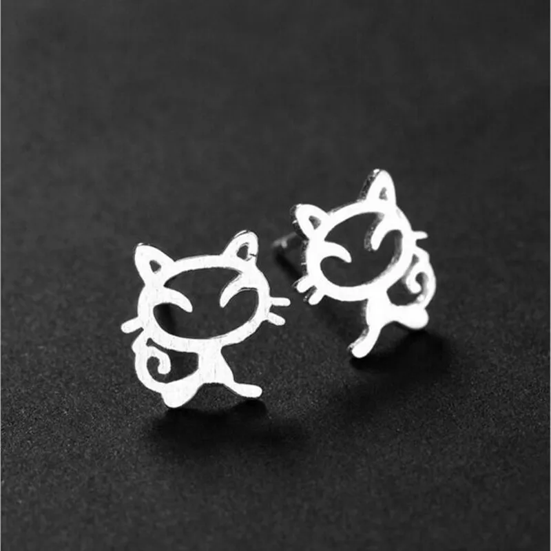 Hot Sale Creative Lovely 925 Sterling Silver Jewelry Fashion Small Simple Hollow Cute Cat Female Popular Earrings E113
Hot Sale Creative Lovely 925 Sterling Silver Jewelry Fashion Small Simple Hollow Cute Cat Female Popular Earrings E113