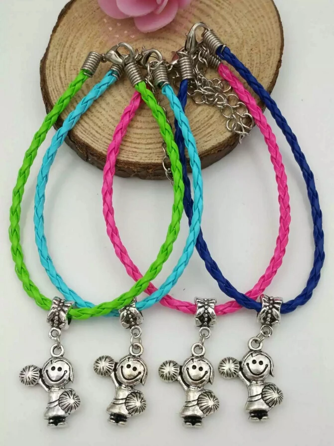 Multicolor Bracelet Jewelry Tibetan silver Girl Cheerleaders Charm Pendant Blending Braided Rope Bracelet For Women gift 013
Multicolor Bracelet Jewelry Tibetan silver Girl Cheerleaders Charm Pendant Blending Braided Rope Bracelet For Women gift 013