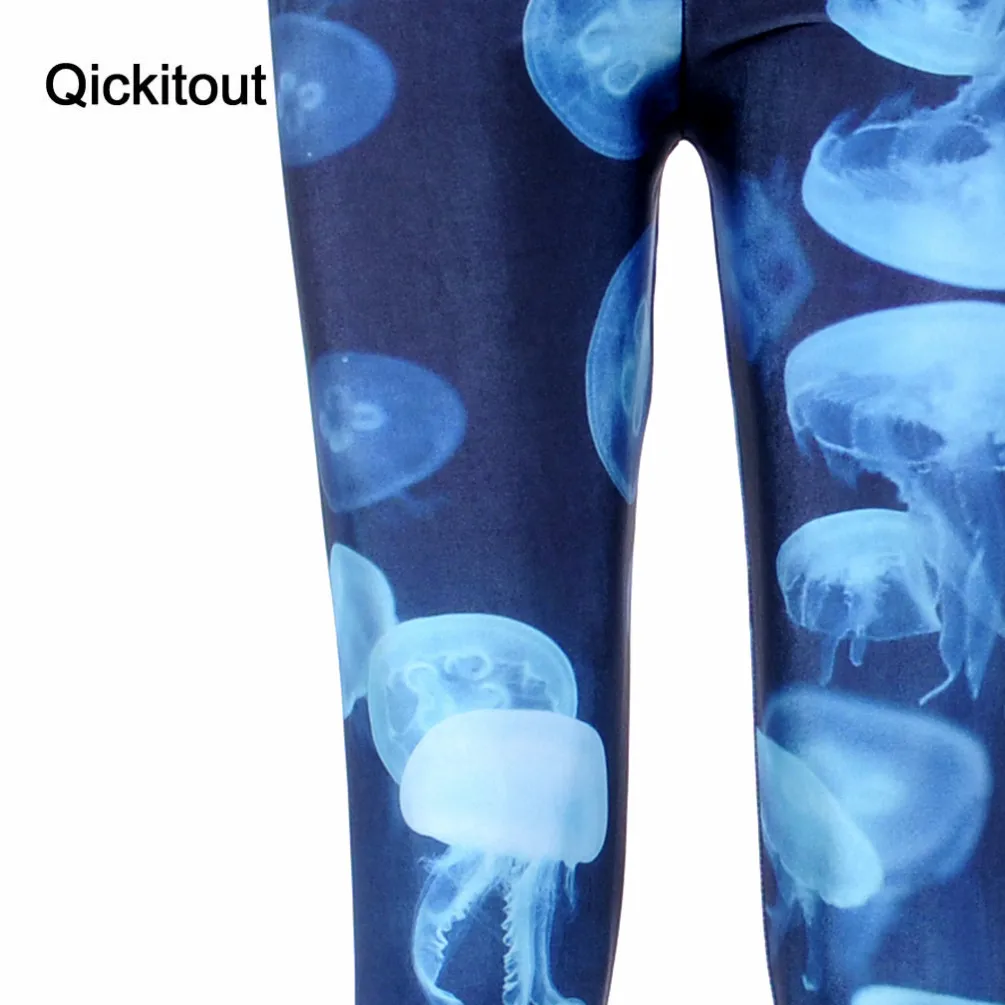 Slim Fashion leggings Shiny Milk Leggings Women Clothing New Digital Print Pants JELLYFISH LEGGINGS | Женская одежда