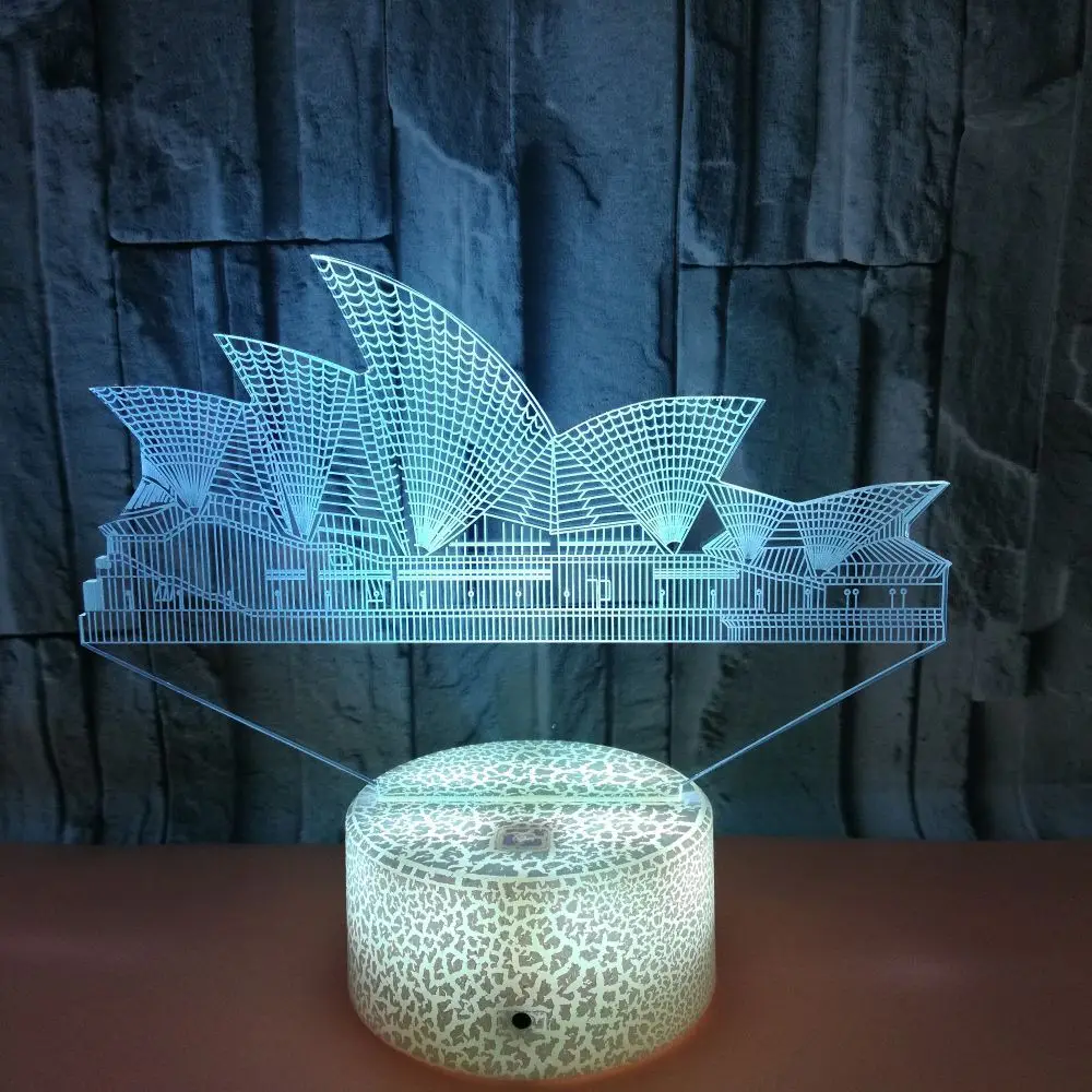 

Sydney Opera House Shape 3D LED Lamp Acrylic Night Light Home 7 Color Change usb Table Lamp Home Decor Gift for Kids