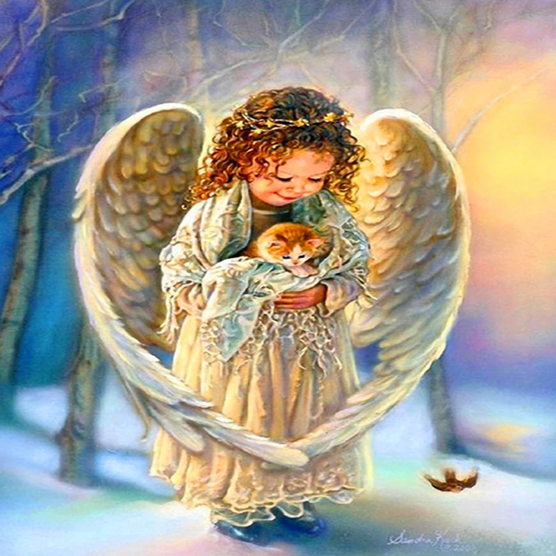5D DIY Full Drill Round Diamond Embroidery Diamond Painting Angel Girl and Cat Pattern Cross Stitch Wall Stickers Needlework
5D DIY Full Drill Round Diamond Embroidery Diamond Painting Angel Girl and Cat Pattern Cross Stitch Wall Stickers Needlework