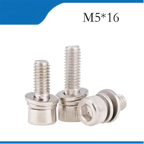 10pcs M5 16mm M5*16mm 304 Stainless Inner Hex Bolt Hexagon Socket Lock Washer Sems Assembly Screw combination m5 bolts,m5 nails
10pcs M5 16mm M5*16mm 304 Stainless Inner Hex Bolt Hexagon Socket Lock Washer Sems Assembly Screw combination m5 bolts,m5 nails