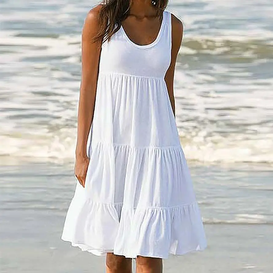 Женское праздничное платье без рукавов для пляжной вечеринки KANCOOLD кружевное