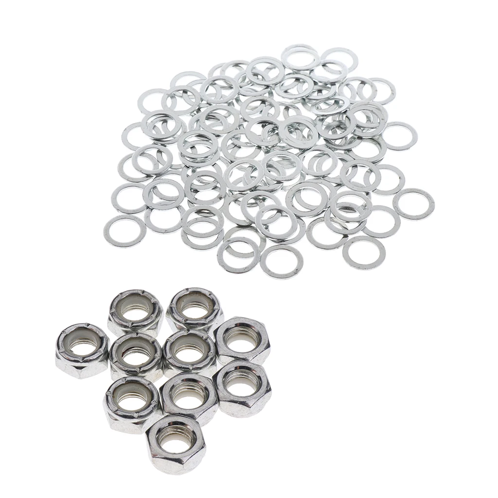 10pcs Skateboard Trucks Mounting Axle Hexagon Nuts Longboard Hardware Silver + 100pcs Bearings Washers Accessories
10pcs Skateboard Trucks Mounting Axle Hexagon Nuts Longboard Hardware Silver + 100pcs Bearings Washers Accessories