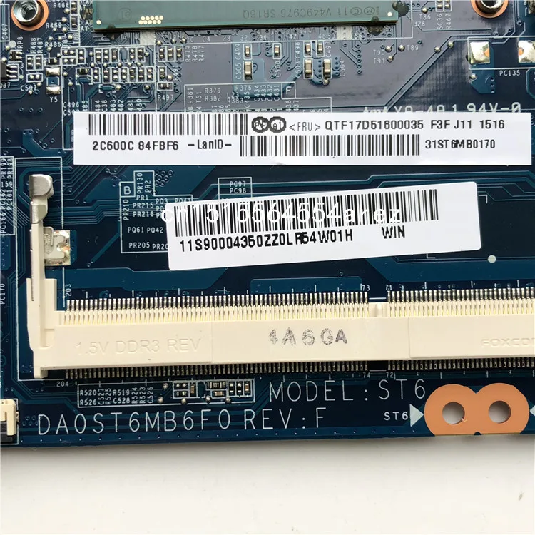 NEW and Original laptop lenovo Flex 14 UMA I3-4010U motherboard mainboard 90004350 DA0ST6MB6F0 100% test
NEW and Original laptop lenovo Flex 14 UMA I3-4010U motherboard mainboard 90004350 DA0ST6MB6F0 100% test