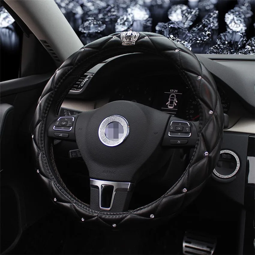 Queen's luxury Universal Inlaid Rhinestones Leather Car steering wheel cover car-styling-38CM
Queen's luxury Universal Inlaid Rhinestones Leather Car steering wheel cover car-styling-38CM