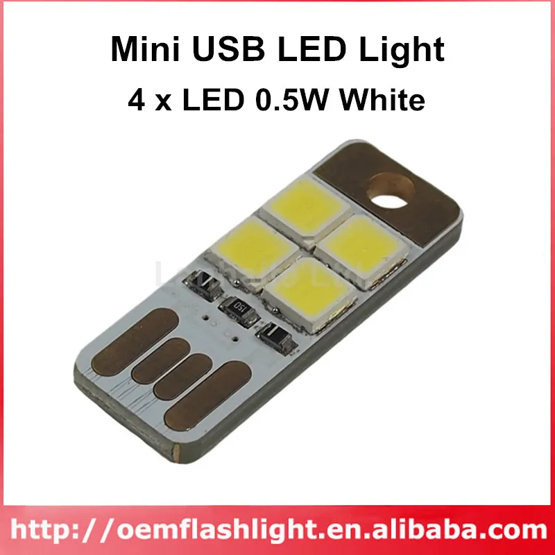 

Double Sided USB 4 x LED 0.5W White 5600K Mini USB LED Light - White (5 pcs)