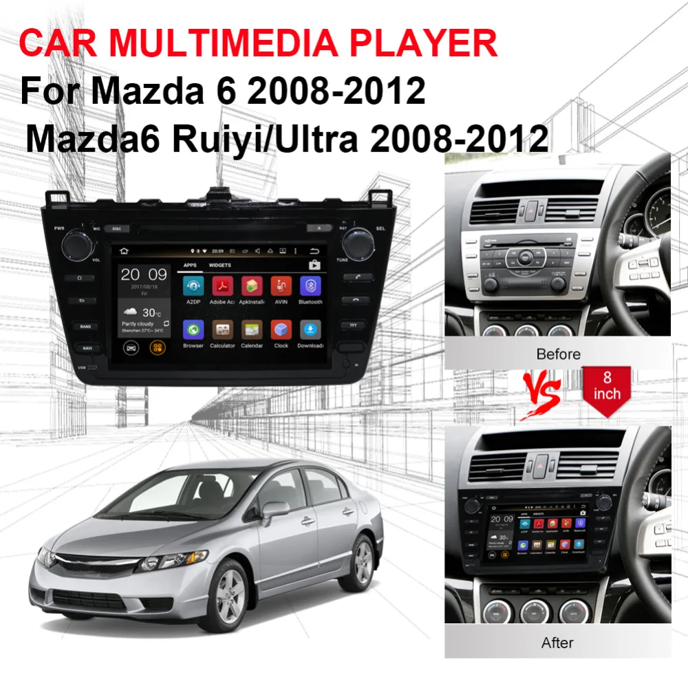 Фото 4 ГБ ОЗУ Android 8 0 Восьмиядерный Автомобильный GPS навигатор для Mazda 6/Mazda 6 Ruiyi/Ultra 2008 2012