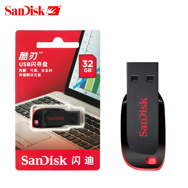 Usb флеш накопитель Sandisk CZ50 мини usb 32 ГБ флешка 4 8 16 карта памяти 64 диск 128 с
