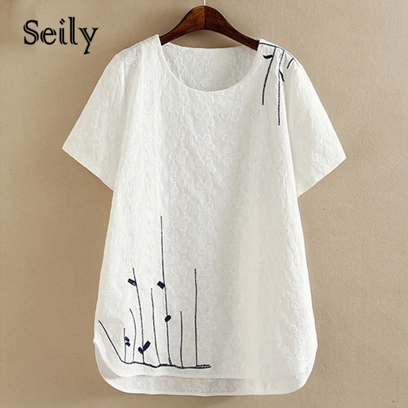 Plus Size Handmade Ethnic Embroidery Cotton Linen Shirt Women White Mori Girl Casual Style Loose Short Sleeves Lace Top
Plus Size Handmade Ethnic Embroidery Cotton Linen Shirt Women White Mori Girl Casual Style Loose Short Sleeves Lace Top