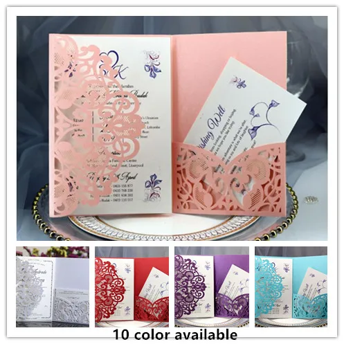 100SET/LOT 10 Color Available Laser Cut Hollow Out Wedding Invitation Card With COVER INNER CARD ENVELOPE
100SET/LOT 10 Color Available Laser Cut Hollow Out Wedding Invitation Card With COVER INNER CARD ENVELOPE