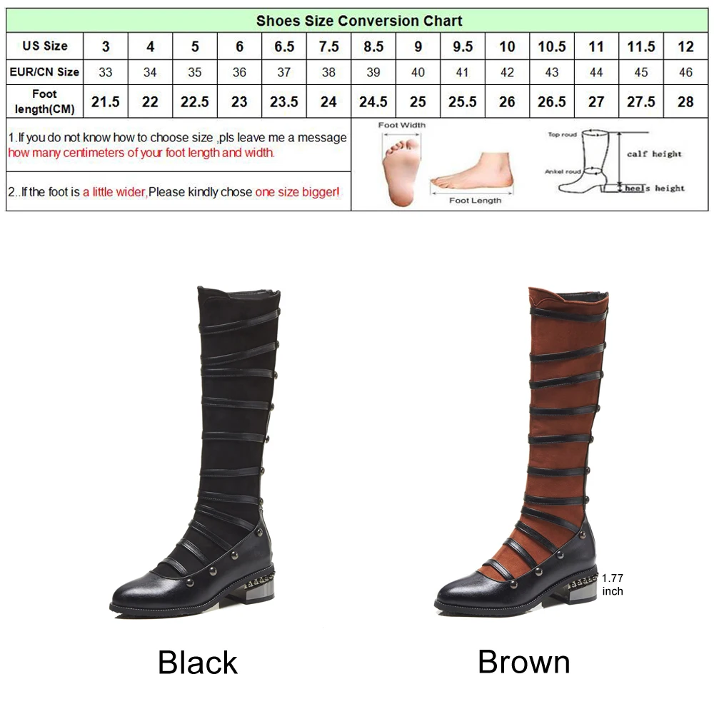 ANNYMOLI Winter Knee High Boots Women Rivet Punk Boots Pointed Toe Boots Female Zipper Long Shoes Brown Large Size 33-46
ANNYMOLI Winter Knee High Boots Women Rivet Punk Boots Pointed Toe Boots Female Zipper Long Shoes Brown Large Size 33-46