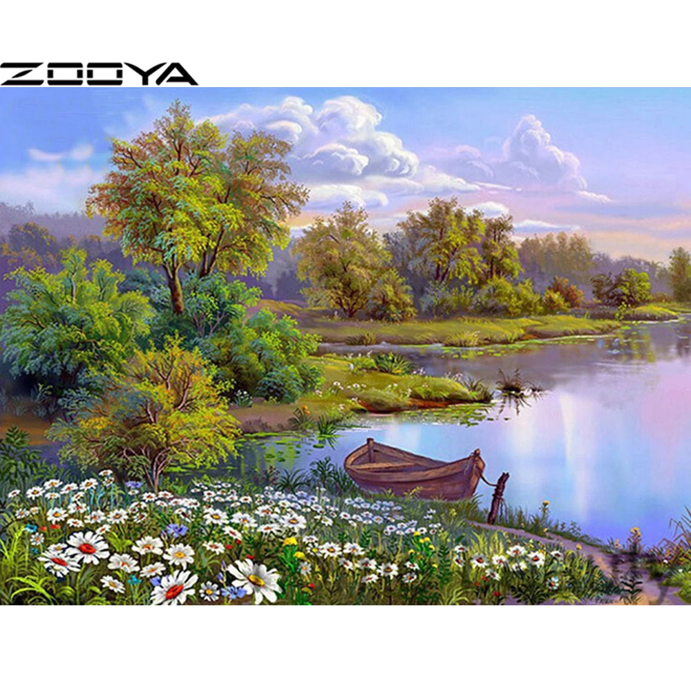 ZOOYA Sale Diamond Embroidery 5D DIY Diamond Painting Boat Docked By The River Flowers Mosaic Pictures Rhinestone Painting R613
ZOOYA Sale Diamond Embroidery 5D DIY Diamond Painting Boat Docked By The River Flowers Mosaic Pictures Rhinestone Painting R613