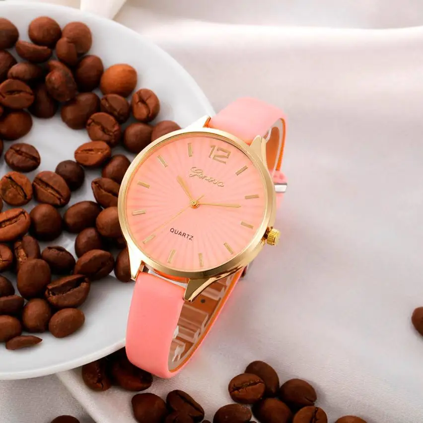 Women's New Fashion Geneva Watch PU Leather Strap Quartz Movement Watch Simulation High Alloy Round Watch #W
Women's New Fashion Geneva Watch PU Leather Strap Quartz Movement Watch Simulation High Alloy Round Watch #W